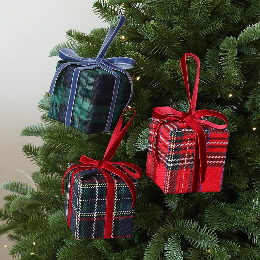 Christmas Pendant Delicate Christmas Hanging Ornament Gift Box Shaped Ornament Square Gift Box Christmas Decoration