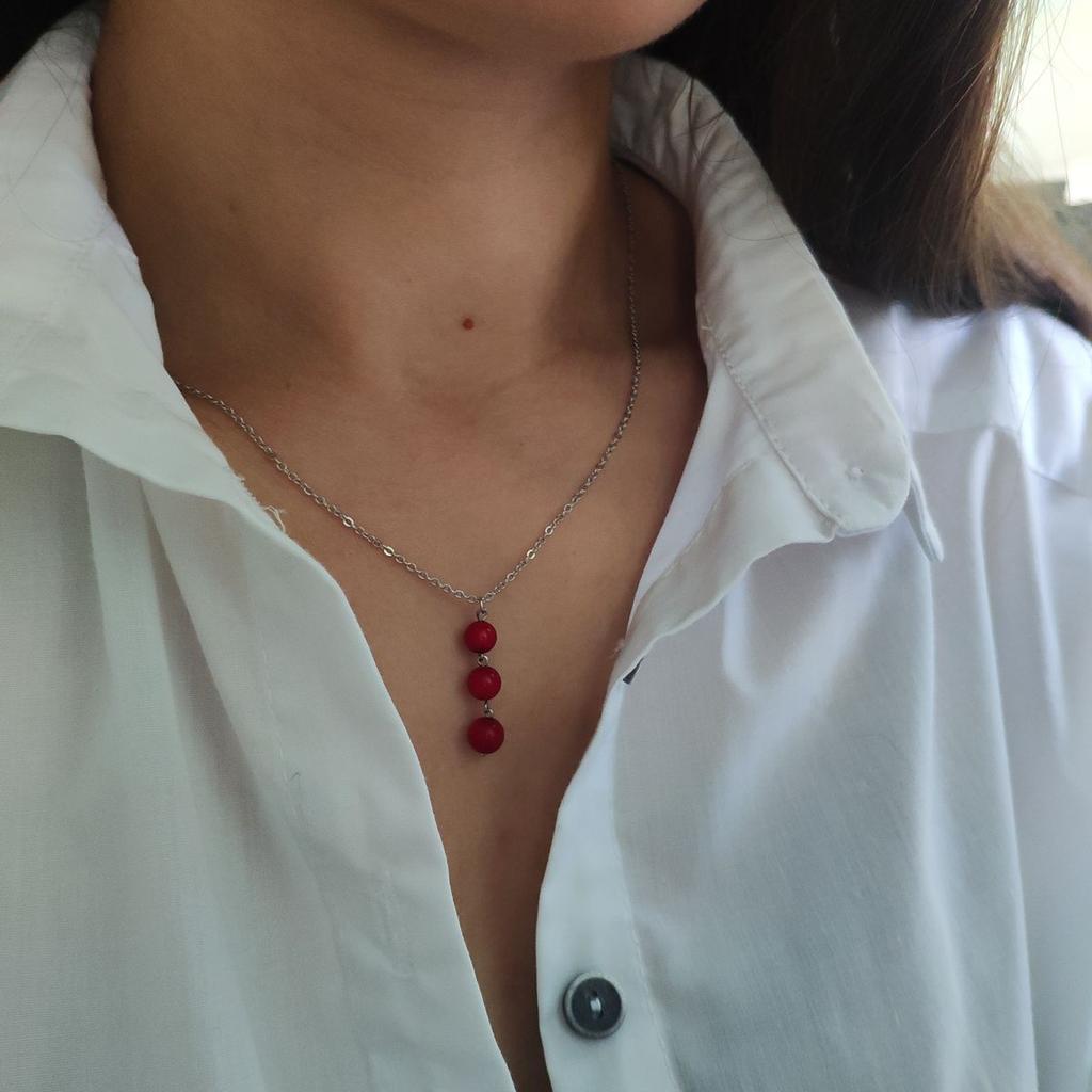 Silverhalsband med korall, produktvikt 2,98 g (2147190)