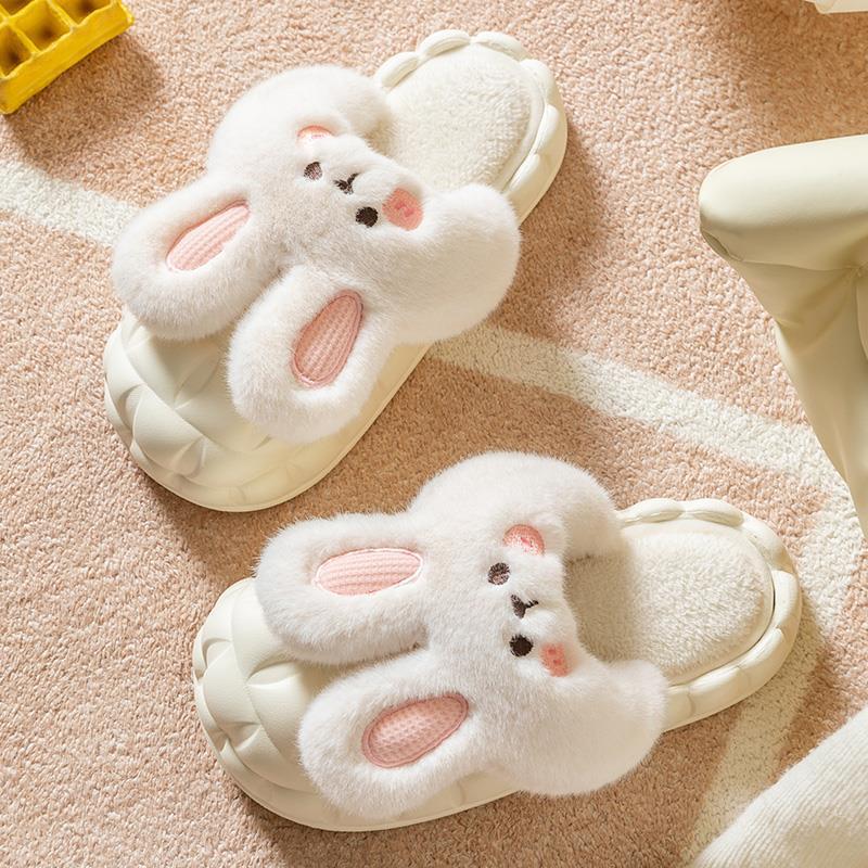 Removable cotton slippers women's autumn and winter thick bottom indoor home cute non-slip velvet warm men's cotton mop winter