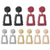 European & American Hot Sale: Trapezoidal Geometric Frosted Relief Metal Earrings, Bold Bohemian Style for Women