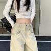Women's Khaki High-Waisted Wide-Leg Jeans, Autumn/Winter 2025 - Floor-Length Slimming Casual Trousers.