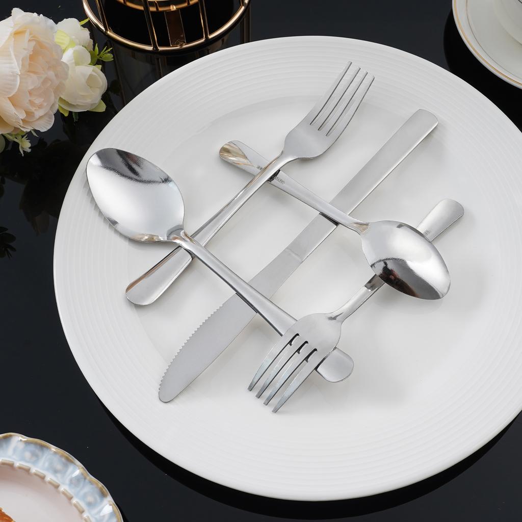 HANSMART 60Pcs Stainless Steel Flatware Set Service for 12 Vertical Ribbed Handle Silverware Cutlery Set Dinner Fork Salad Fork Spoon