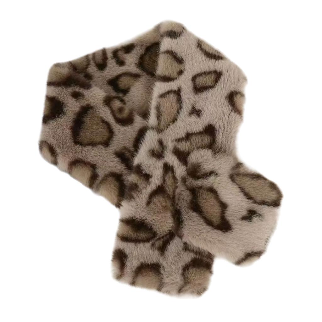 Multifunctional Leopard Print Faux Furs Scarf Autumn Winter Winter Neck Warmer Plush Comfortable  Fashion Statement