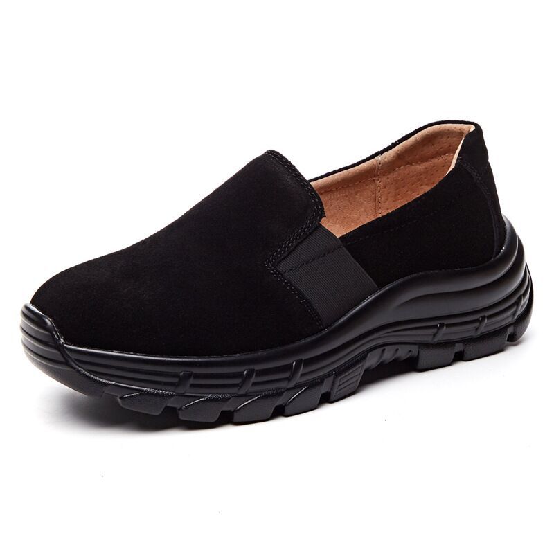 Fashion Autumn Women's Platform Shoes Suede Leather Thick Sole Loafer Shoes Slip On Sneakers Women Casual Running Shoes WSH4374