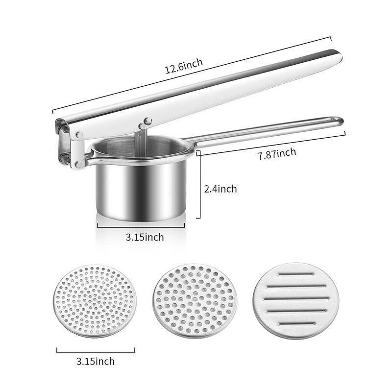 

Stainless Steel Manual Potato Masher with Replaceable Disks