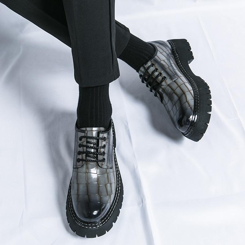 Fashion Fashion Thick Bottom Man Oxford Footwear Lace-Up Outdoor Male Shoes Fashion Casual Shoes Artificial Leather Mens Business Shoes