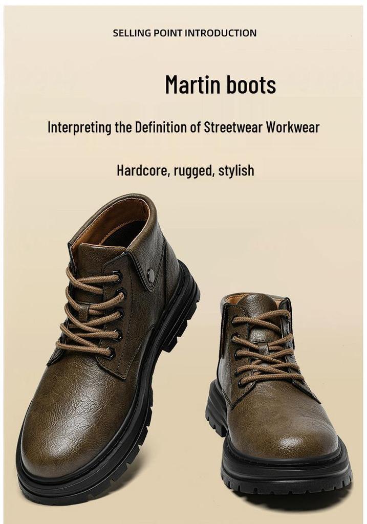 Men's Large Size High-Top Martin Boots - British Style, Plush Lined, Warm Snow Boots