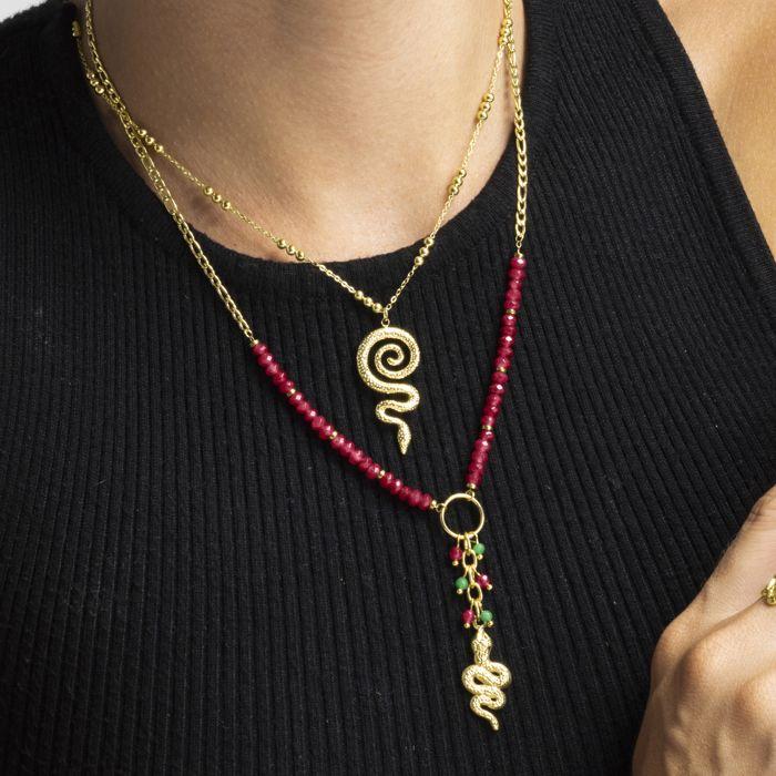 Collier Luxenter Avec Cristal Rouge Finition or 18k - Edrak