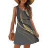 Women's Fashion Casual Summer Cupless Bag V-neck Vintage Color Block Stitching Print Dress Beach Sundress