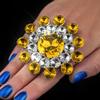 Fashion Exaggerated Super Flash Rhinestone Big Ring Catwalk Runway Modeling Photo Adjustable Ring Stylish Ornament Ring
