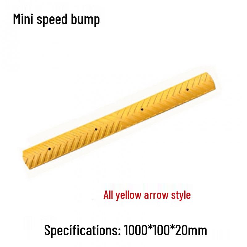 2cm High Mini Rubber Speed Bump and Bicycle Buffer with Yellow-Black Stripes for Parking Space Division