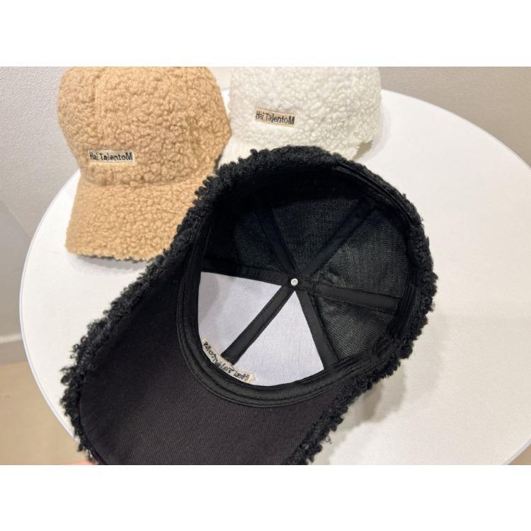 Winter Letter Embroidered Plush Warm Baseball Cap for Women's Winter Fashion Couple Duck Tongue Hat