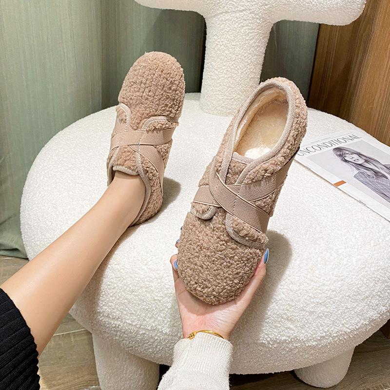 

Обувь Мао Мао обувь интернет-знаменитости обувь Дуду плоский крестообразный ремешок зима новая обувь Мао Мао на одной педали женская обувь бархатные хлопковые туфли зимой 33 коричневый