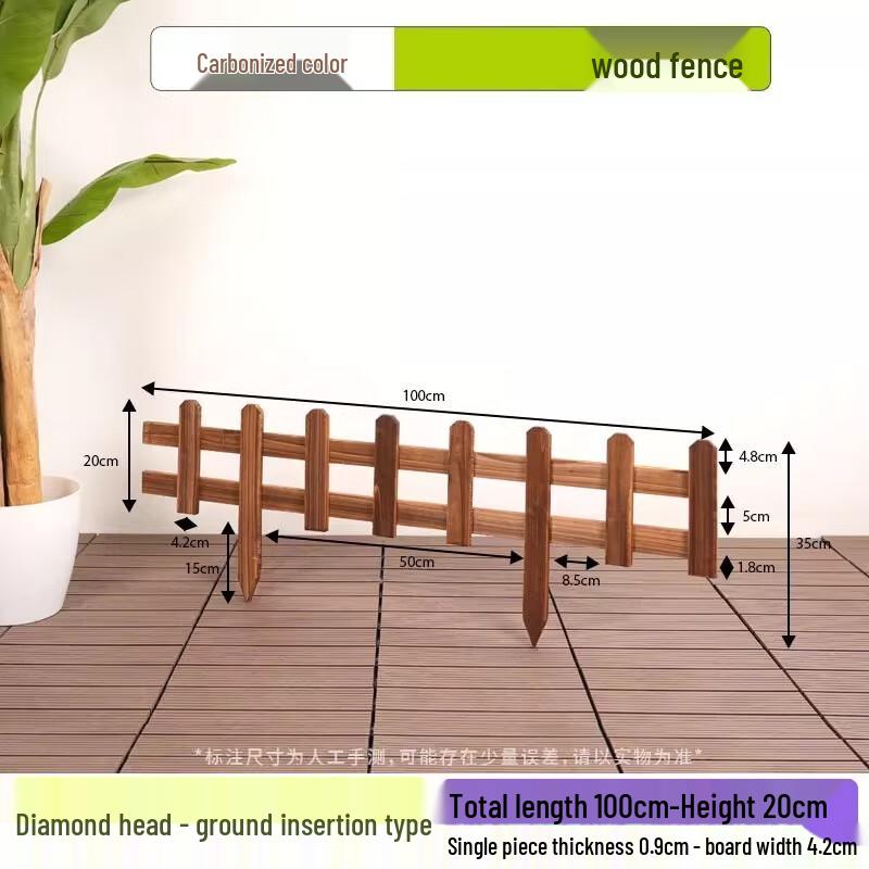 Carbonized Solid Wood Garden Fence