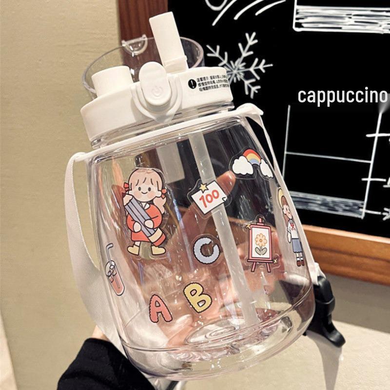 Large Capacity Cute Heat Resistant Straw Water Cup for Women and Kids