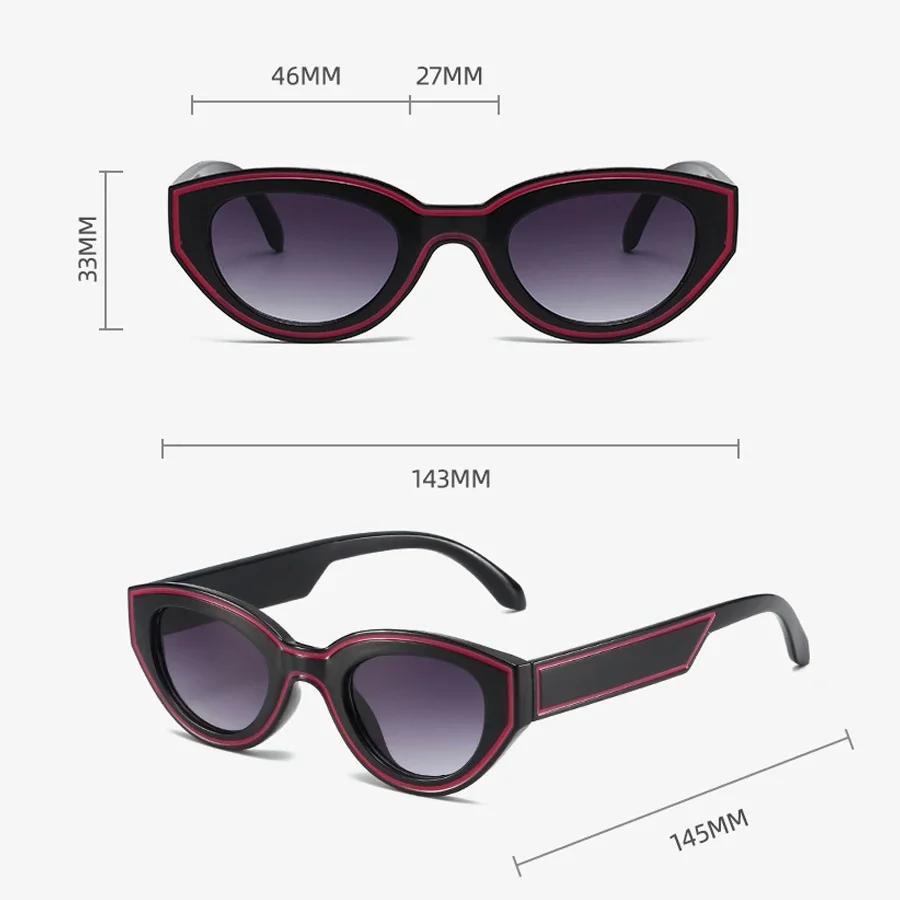 New Fashion Cat Eye Large Frame Sunglasses Woman Vintage Style Striped Decoration Trending Eyewear UV400 Eyeglasses