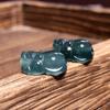 Grade A Natural Weliang Blue Jade Pixiu Accessories with Through-Hole for DIY Bracelets and Pendants