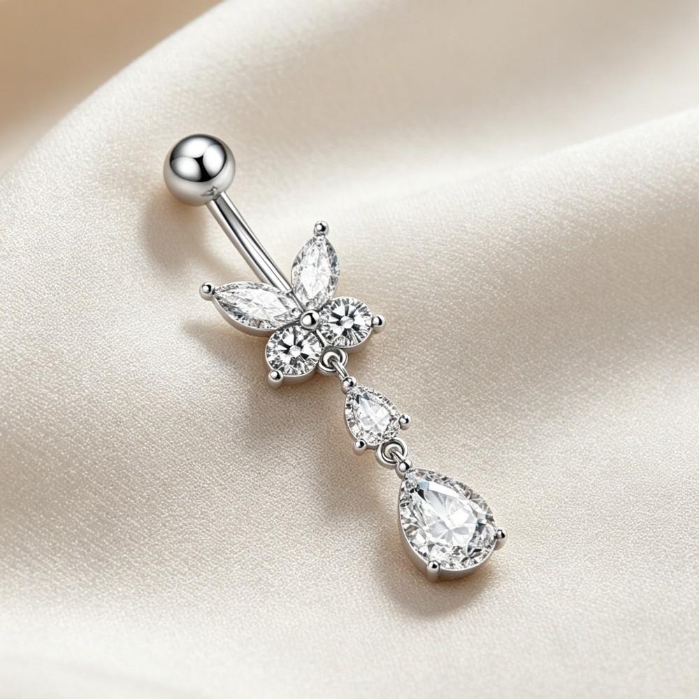 Stainless Steel Drop Navel Piercing Ring Zinc Zinc Alloy Dangled Navel Ring Butterfly Belly Button Ring  Club