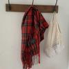 Cheese Shop ~ Red Plaid Scarf Women'S Winter Retro Net Red Check Warm Knit Scarf Wind