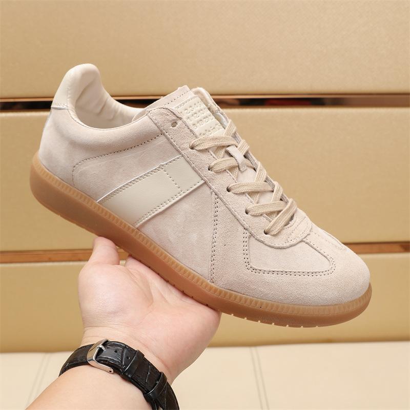 Spot 25 high version cowhide retro German training shoes men's and women's white shoes genuine leather soft leather couple Forrest Gump training b
