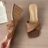 Fashion Wedges Women's Slippers High Heels Designer Shoes Summer Fashion Sandals 2025 Casual New Flip Flops Dress Sandalias De Mujer