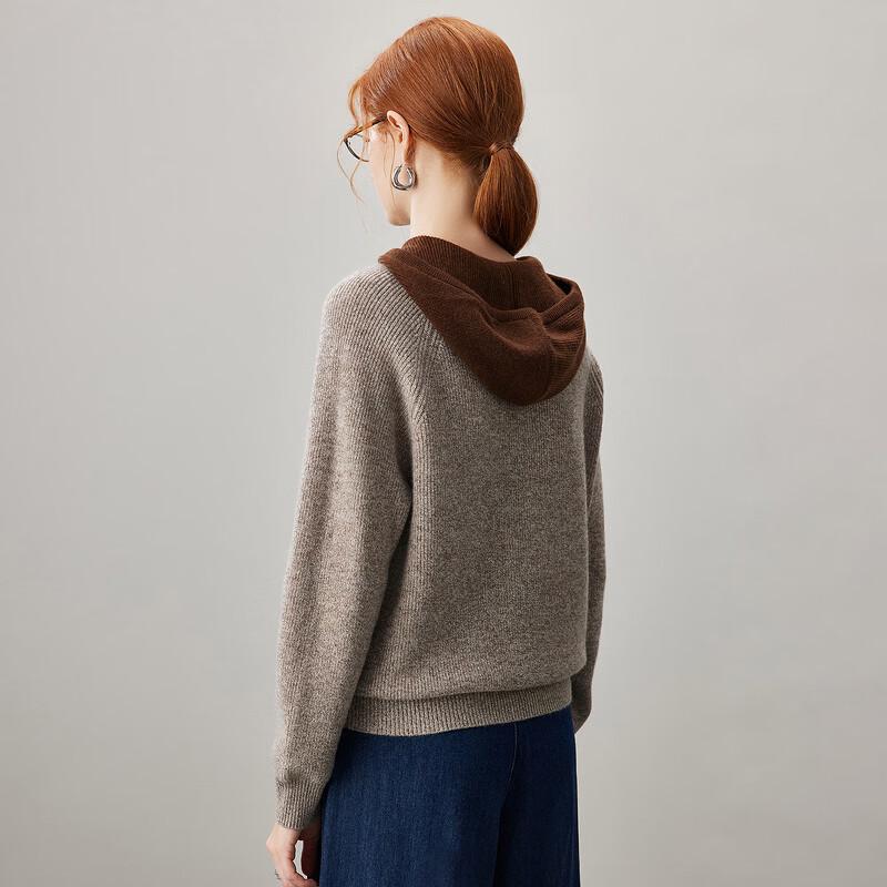 Kemonboka 100% Cashmere Women's Hooded Knit Sweater