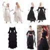 Qita Mittelalterliches Halloween Cosplay Kleid mit Bindetaillenband und Hofstil langem Rock Europäische und Amerikanische Fantasy-Elemente Größen S-xxl)