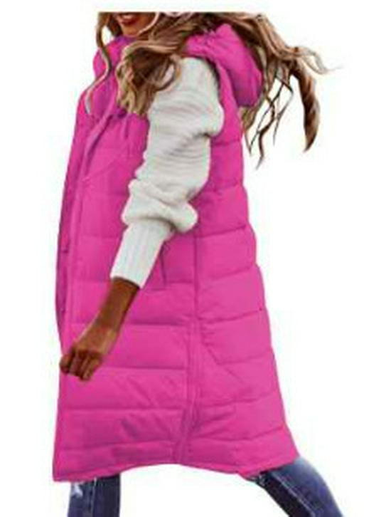 New European & American Fashion: Women's Solid Color Hooded Slim-Fit Sleeveless Mid-Length Cotton Vest