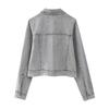 Fashion Style 2024 Spring Women's Pearl Denim Jacket Loose Lapels Distressed Outwear High Waist Skirt 5862065