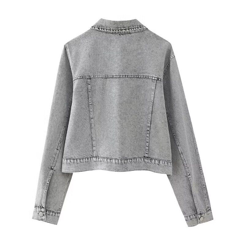 Fashion Style 2024 Spring Women's Pearl Denim Jacket Loose Lapels Distressed Outwear High Waist Skirt 5862065