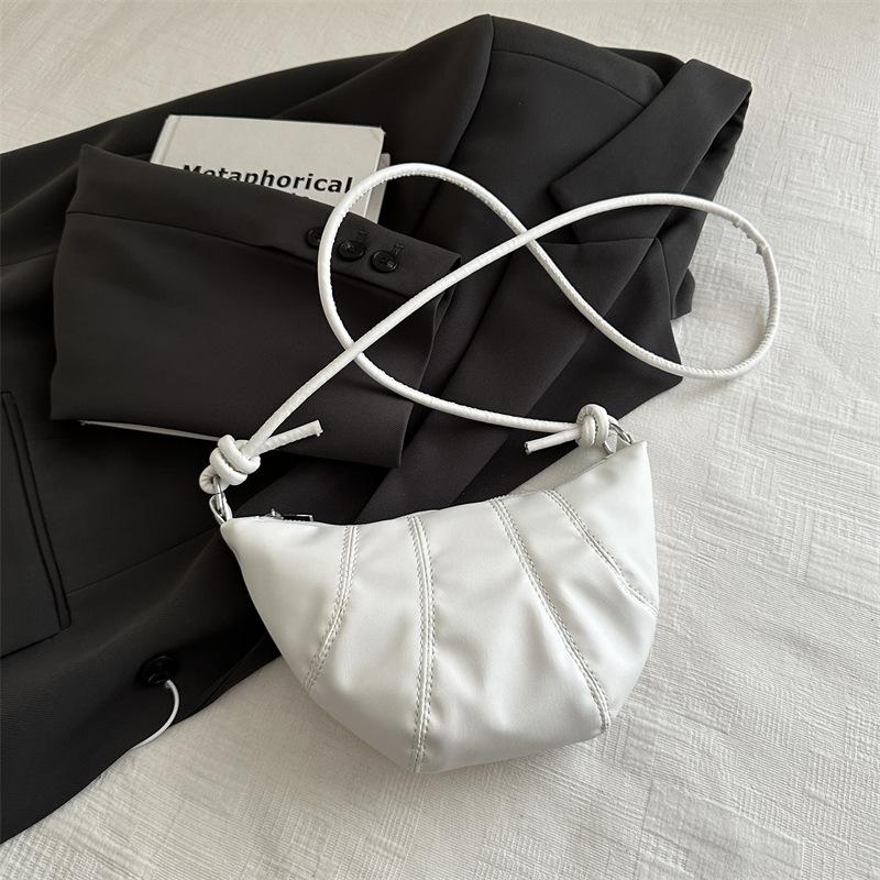 2025 autumn new solid color splicing dumpling bag retro fashion foreign style casual shoulder crossbody armpit bag