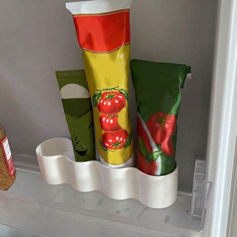 3D Printing Condiment Tube Rack Wave Shaped Ketchup Tube Fixing Shelves Refrigerator Storage