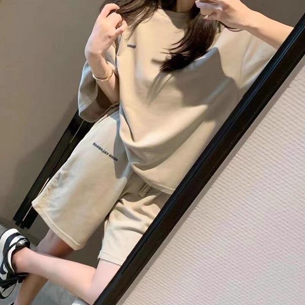 Summer Women's Clothing Complete Set with Salt Style Fashionable Street Casual Sports Short-sleeved Shorts Two-piece Suit