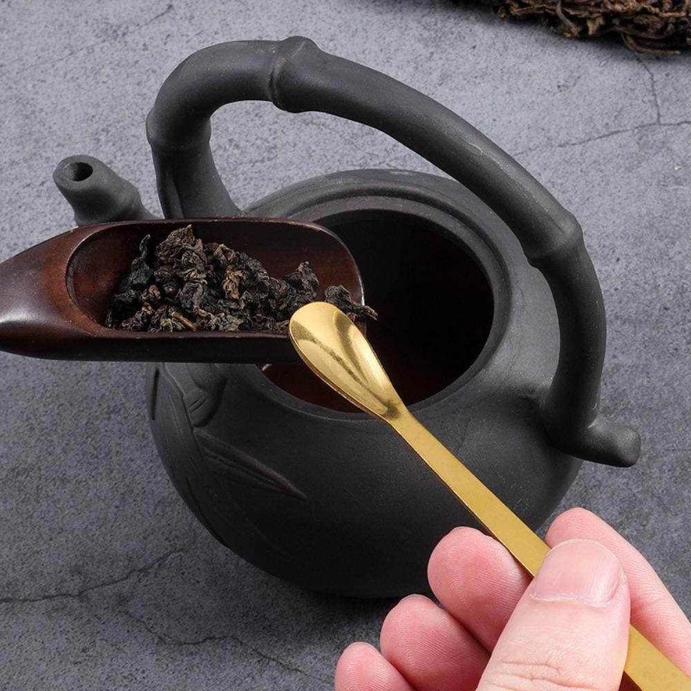 Traditional Matcha Spoon Stainless Steel Matcha Scoop New Leaf Spatula Teaware