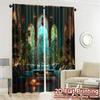 2pcs   2D FLAT PRINTING Curtains (Without Rod) Mystic Lounge Chic Curtains Digital Printed Semi-Sheer Curtains Gifts for Bedroom