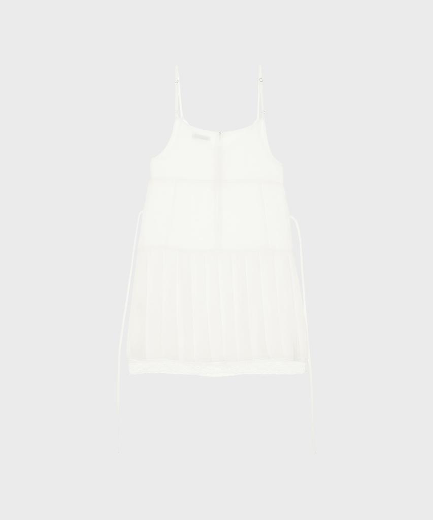 Alkialka Pleated Chiffon Mini Dress (Ivory)