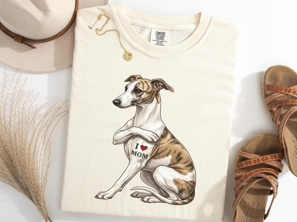 Whippet I Love Mom Shirt, Funny Whippet Mothers Day Tattoo Tee, Dog Lover Gift