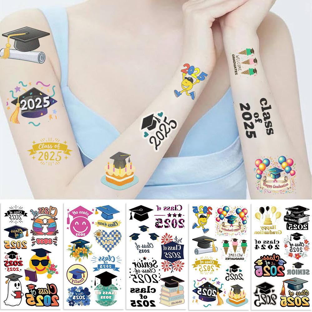 New Cartoon Graduation Season Series Tattoo Stickers Waterproof Party Gift Funny Face Stickers