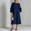 New floral button mid-length dress with eye-catching floral cuffs, European and American