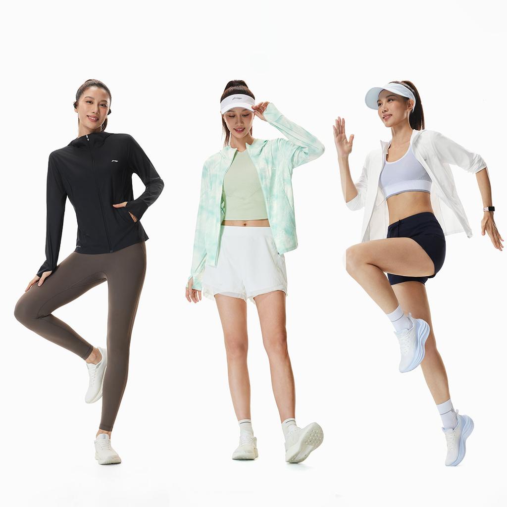 Li Ning Fitness Series Hooded Logo Stitching Zipper Fitness Windbreaker Women Outerwear AFDW462-2