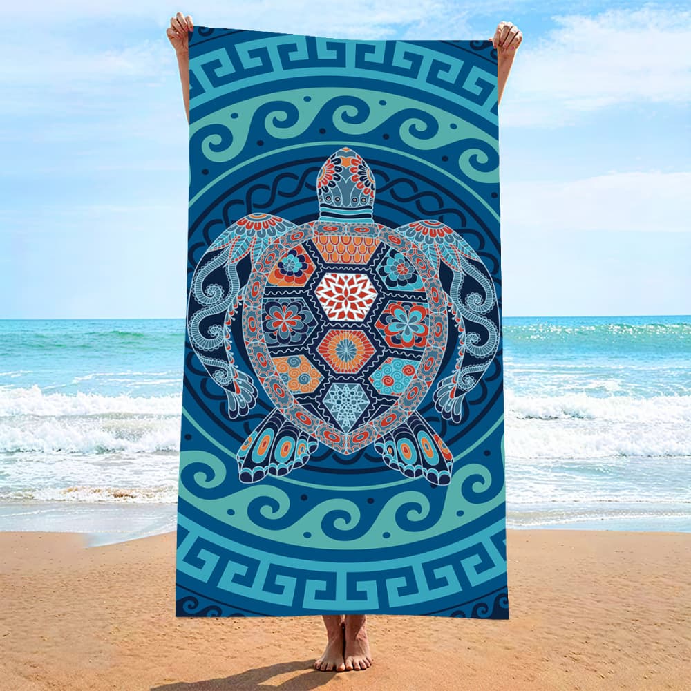 Bohemian Mandala Turtle Beach Towel Soft Microfiber Towel for Men Women Summer Beach Pool Camping Gym Yoga Travel