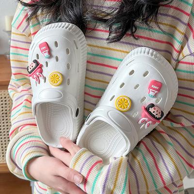 Summer New Couple Beach Sandals Breathable Hole Shoes Thick Sole Hollow Outer Slippers Women