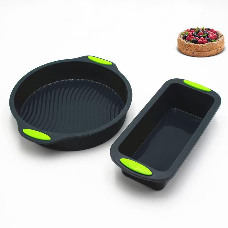 2pcs Food Grade  Fryer Silicone Baking Tray High Temperature Resistant Silicone Thick Baking Tray Cake Pizza Non-stick Baking Tray