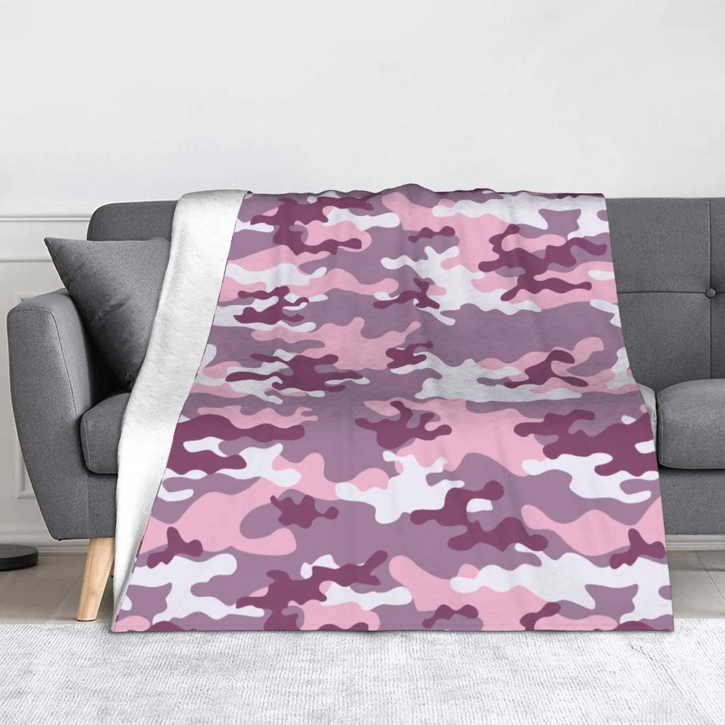 Camo Camouflage Flannel Throw Blankets Sea Texture Blanket for Bed Outdoor Lightweight Thin Plush Thin Quilt