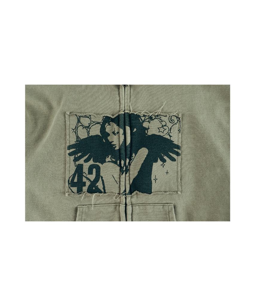Ertr Wondering Girl Hoodie Zip Up Khaki