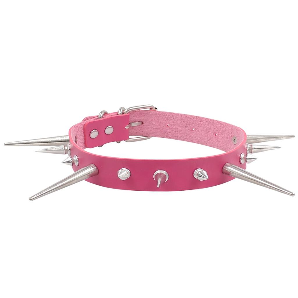 Eco-friendly PU Leather European and American Fashion Punk Style Gothic Long and Short Rivets Spikes Exaggerated Collar Collar Necklace Necklace