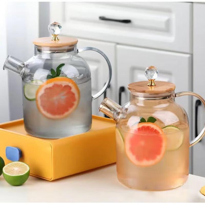 Large Capacity Amber Glass Water Pitcher