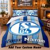 Schalke 04 FC Pattern Bedding 3Pcs Set Custom Name, Bed Sheet And Pillowcases For Home Bedroom