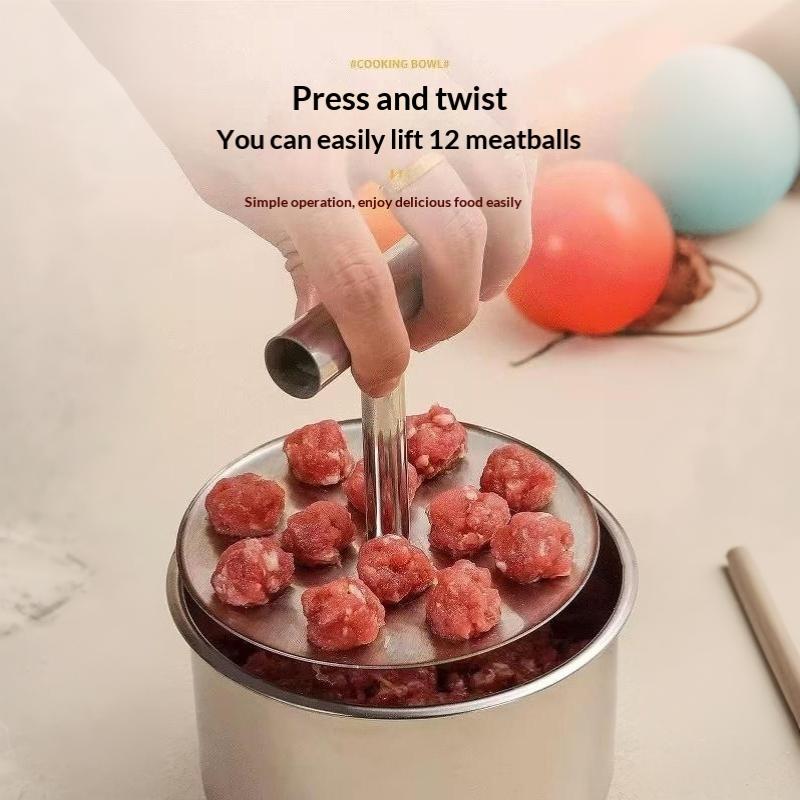 Stainless Steel Meatball Maker Non Stick Non Slip Handle Rust Proof for Home Kitchen Meat Fish Ball Making Tool