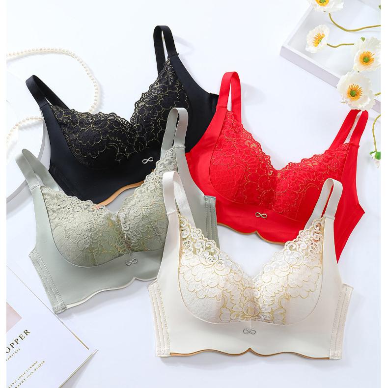 Goldfaden-Spitzen-BH Raffiniert Anti-Hänge-BH Ohne Bügel Top-Stütze Nahtloser BH